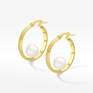 Kolczyki ze złota 2.3cm koła z perłą Filipowicz