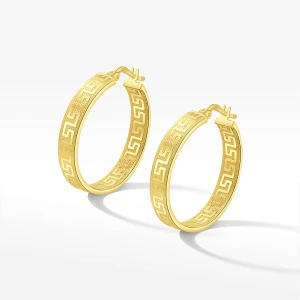 Kolczyki ze złota 2.8cm koła z wzorem greckim Filipowicz