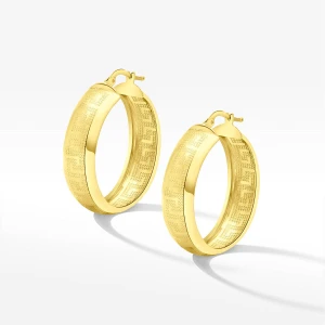 Kolczyki ze złota 3.2cm koła z wzorem greckim Filipowicz