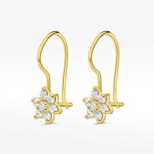 Kolczyki ze złota kwiatki z białymi cyrkoniami Filipowicz