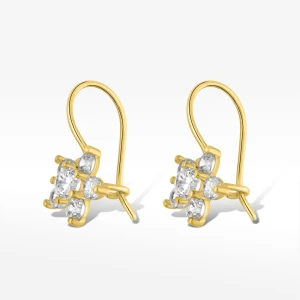 Kolczyki ze złota kwiatki z białymi cyrkoniami Filipowicz