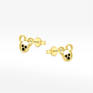Kolczyki ze złota myszka z czarnymi cyrkoniami Filipowicz
