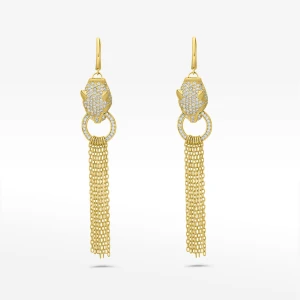 Kolczyki ze złota pantera z białymi cyrkoniami Filipowicz