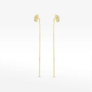 Kolczyki ze złota przeciągane kotki z białymi cyrkoniami Filipowicz