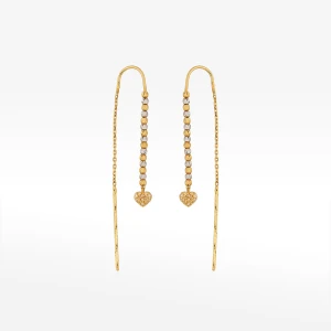 Kolczyki ze złota przeciągane z sercem i koralikami Filipowicz