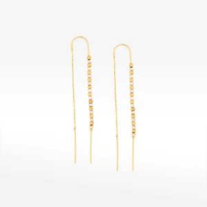 Kolczyki ze złota przeciągane ze złotymi koralikami Filipowicz