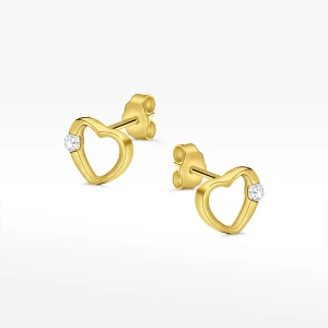 Kolczyki ze złota serca z białą cyrkonią Filipowicz