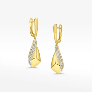 Kolczyki ze złota wiszące z białymi cyrkoniami Filipowicz