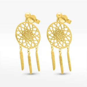 Kolczyki ze złota wiszące z łapaczem snów Filipowicz