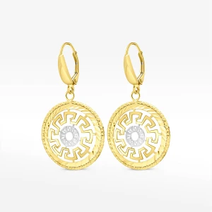 Kolczyki ze złota wiszące z wzorem greckim Filipowicz