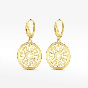 Kolczyki ze złota wiszące z wzorem greckim Filipowicz