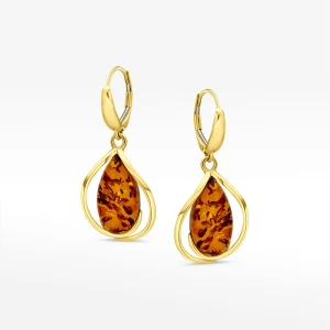 Kolczyki ze złota z bursztynem Filipowicz