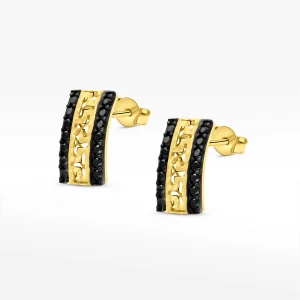 Kolczyki ze złota z czarnymi cyrkoniami i wzorem greckim Filipowicz
