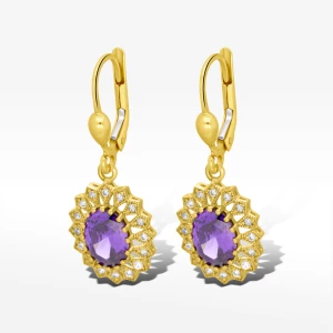 Kolczyki ze złota z fioletową i białymi cyrkoniami Filipowicz