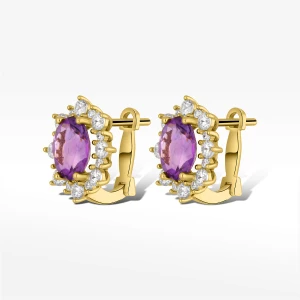 Kolczyki ze złota z fioletową i białymi cyrkoniami Filipowicz