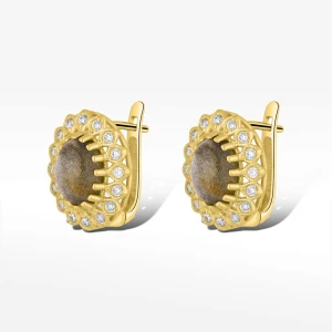 Kolczyki ze złota z labradorytem i białymi cyrkoniami Filipowicz