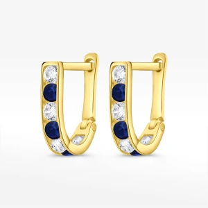 Kolczyki ze złota z niebieskimi i białymi cyrkoniami Filipowicz