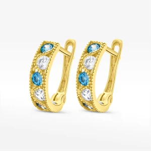 Kolczyki ze złota z niebieskimi i białymi cyrkoniami Filipowicz