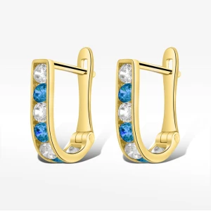 Kolczyki ze złota z niebieskimi i białymi cyrkoniami Filipowicz