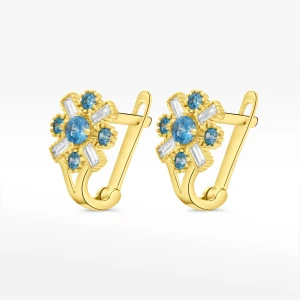 Kolczyki ze złota z niebieskimi i białymi cyrkoniami Filipowicz