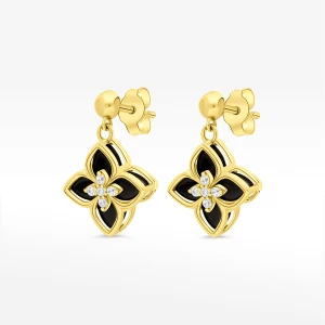 Kolczyki ze złota z onyksem i białymi cyrkoniami Filipowicz