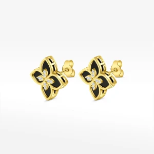 Kolczyki ze złota z onyksem i białymi cyrkoniami Filipowicz