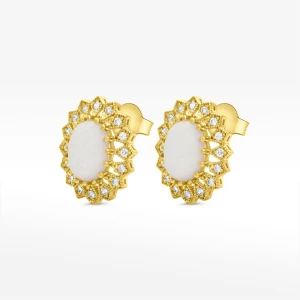 Kolczyki ze złota z opalem z białymi cyrkoniami Filipowicz