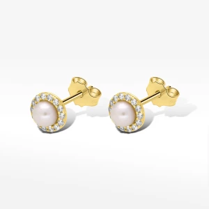 Kolczyki ze złota z perłą i białymi cyrkoniami Filipowicz