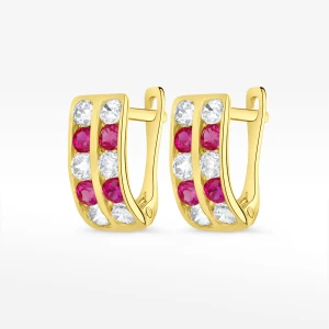 Kolczyki ze złota z różowymi i białymi cyrkoniami Filipowicz