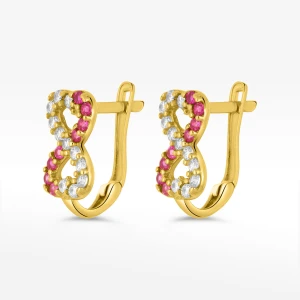 Kolczyki ze złota z różowymi i białymi cyrkoniami Filipowicz