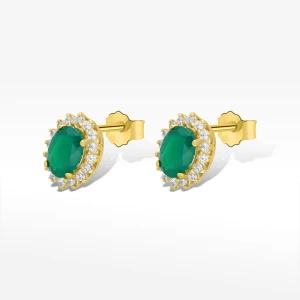 Kolczyki ze złota z zieloną i białymi cyrkoniami Filipowicz