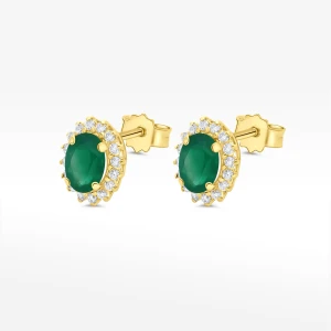 Kolczyki ze złota z zieloną i białymi cyrkoniami Filipowicz