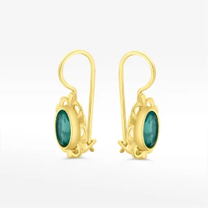 Kolczyki ze złota z zielonym kamieniem Filipowicz