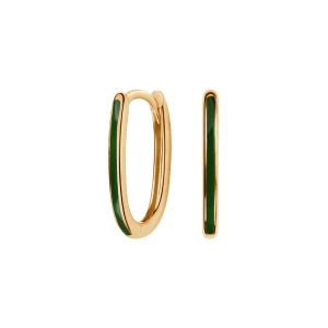 Kolczyki złote pokryte zieloną emalią - Mini Mini - Biżuteria YES