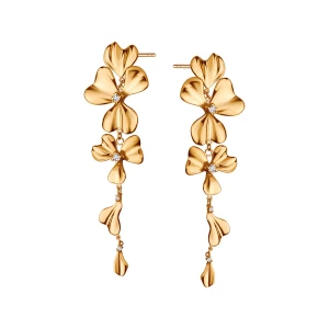 Kolczyki złote z cyrkoniami - kwiaty - Femini Femini - Biżuteria YES
