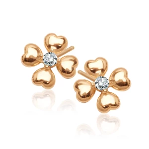 Kolczyki złote z cyrkoniami- koniczyny - Mini Mini - Biżuteria YES