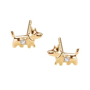 Kolczyki złote z cyrkoniami - pies - Mini Mini - Biżuteria YES
