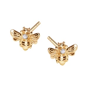 Kolczyki złote z cyrkoniami - pszczoły - Mini Mini - Biżuteria YES