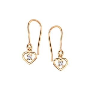 Kolczyki złote z cyrkoniami - serca - Mini Mini - Biżuteria YES