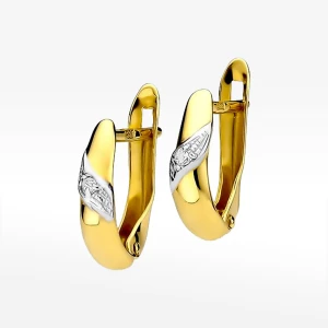 Kolczyki złote z diamentami na angielskie zapięcie Filipowicz