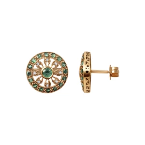 Kolczyki złote ze szmaragdami i diamentami - Kolekcja Wiktoriańska Wiktoriańska - Biżuteria YES