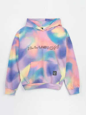 Kolorowa bluza REGULAR z kapturem z efektem ombre na całości Reporter