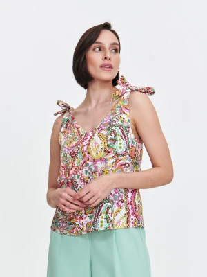 Kolorowa bluzka na wiązanych ramiączkach Top Secret