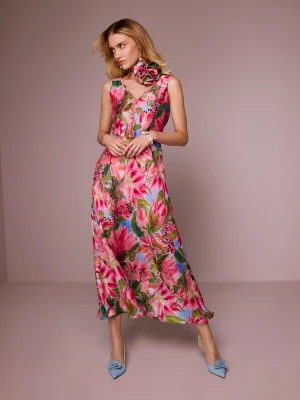 Kolorowa sukienka midi w kwiatowy print TARANKO