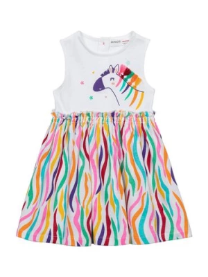 Kolorowa sukienka niemowlęca na lato bawełniana z zebrą Minoti