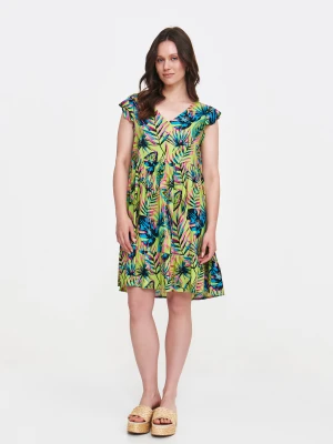 Kolorowa sukienka z motylkowymi rękawami Top Secret