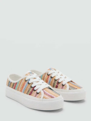 Kolorowe buty sportowe z haftem biały - Dzieci - - MANGO KIDS