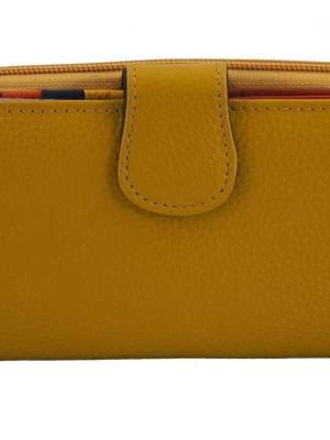 Kolorowe portfele damskie skórzane - Żółte ciemne Merg