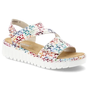 Kolorowe Sandały Rieker Eleganckie Obuwie Damskie