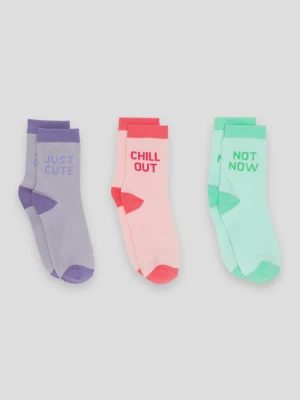 Kolorowe skarpety z napisami 3-PAK Reporter